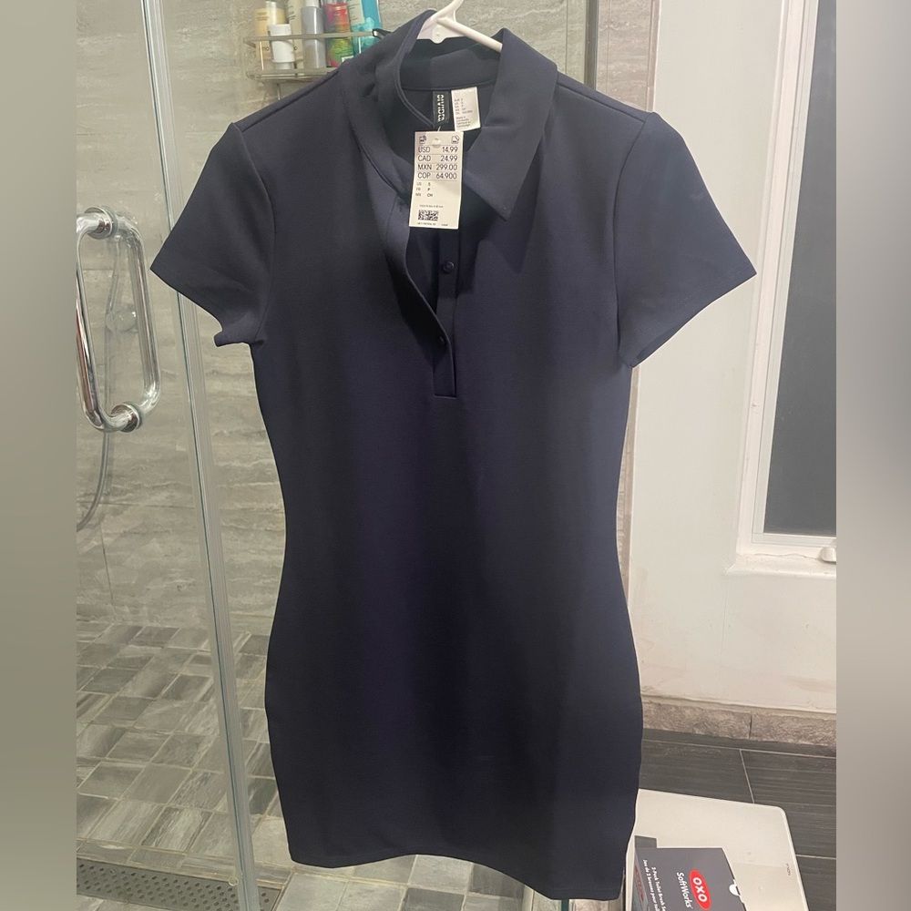 H& M Divided Dark Blue polo Mini Dress